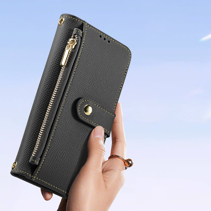 Dux Ducis Lawa Leather Case for Samsung Galaxy S25 with Detachable Magnetic Wallet - Black