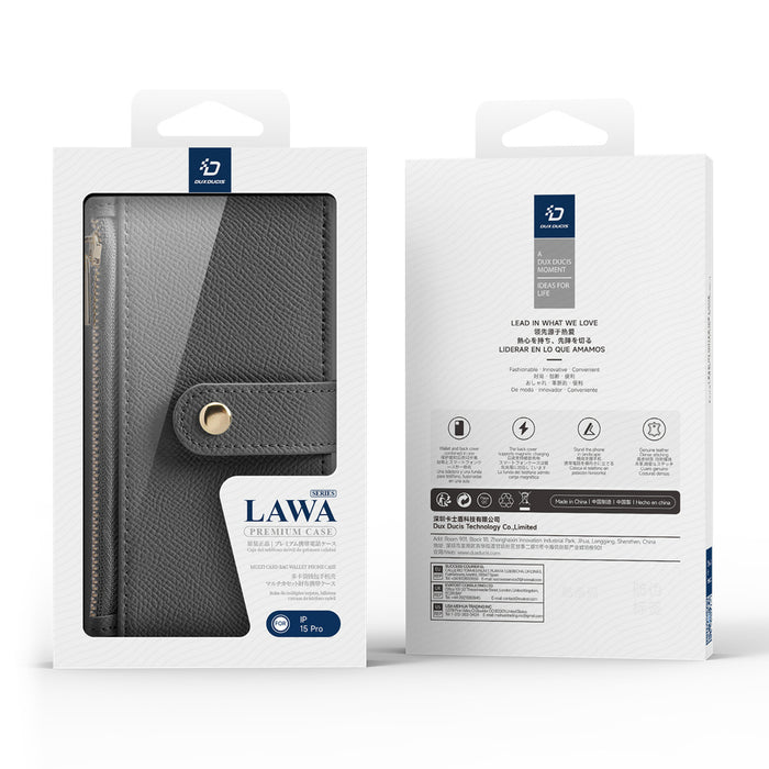 Dux Ducis Lawa Leather Case for iPhone 15 Pro - Gray