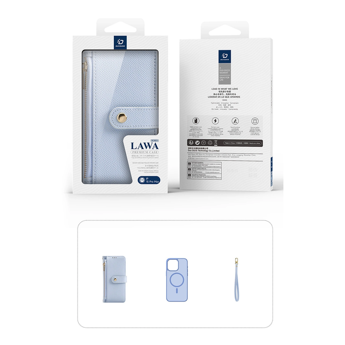 Dux Ducis Lawa Leather Case for iPhone 15 Pro Max - Blue