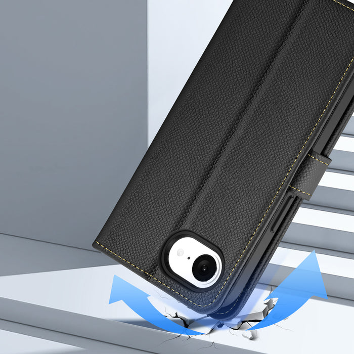 Dux Ducis Lawa Leather Case for iPhone 16e / 17e with Detachable Magnetic Wallet - Black