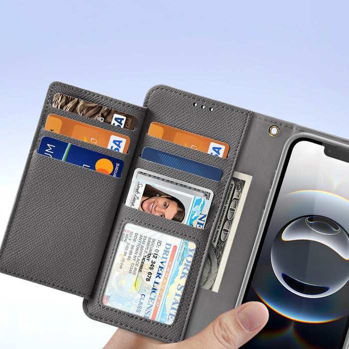 Dux Ducis Lawa Leather Case for iPhone 16e / 17e with Detachable Magnetic Wallet - Gray