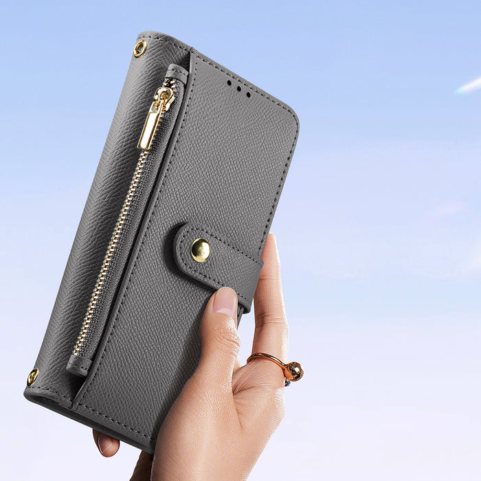 Dux Ducis Lawa iPhone 16 Pro Leather Case with Detachable Magnetic Wallet - Gray