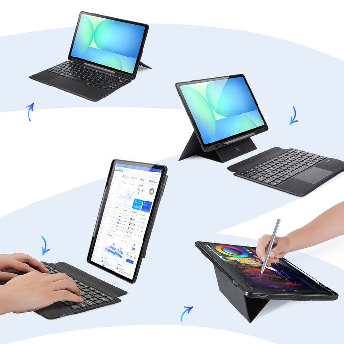 Dux Ducis (DK series) Keyboard Case for Samsung Tab S10 FE+ (Plus) with Backlight - Black