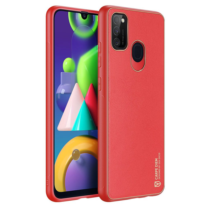 Dux Ducis Yolo elegant case made of soft TPU and PU leather for Samsung Galaxy M30s red