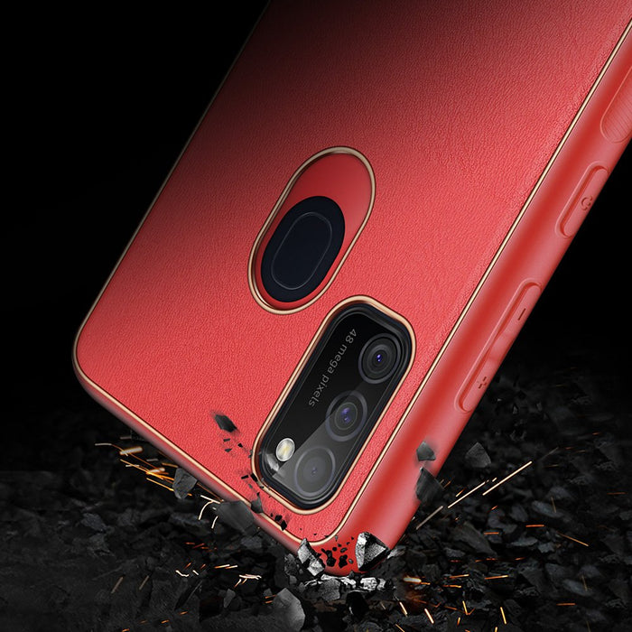 Dux Ducis Yolo elegant case made of soft TPU and PU leather for Samsung Galaxy M30s red
