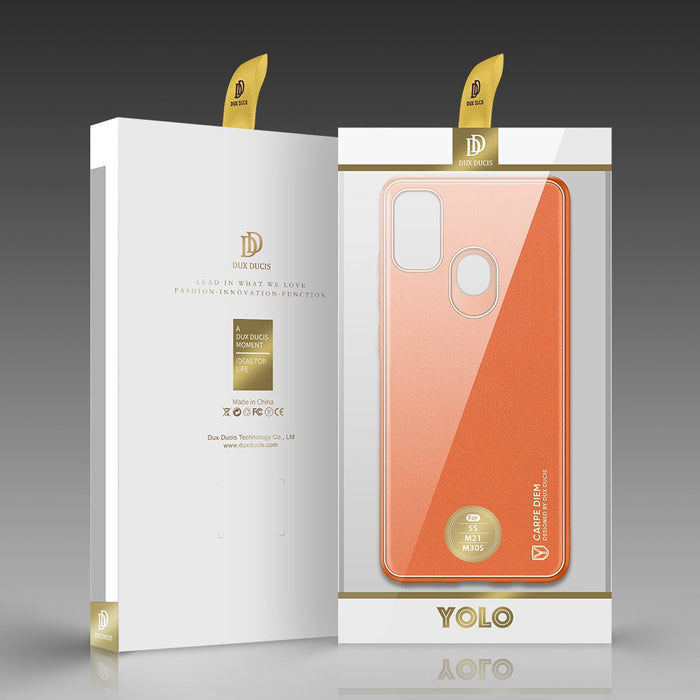 Dux Ducis Yolo elegant case made of soft TPU and PU leather for Samsung Galaxy M30s orange