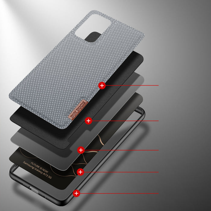 Dux Ducis Fino case is made of nylon material for Samsung Galaxy A73 blue