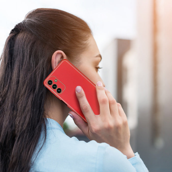 Dux Ducis Yolo elegant cover made of ecological leather for Samsung Galaxy A13 5G red