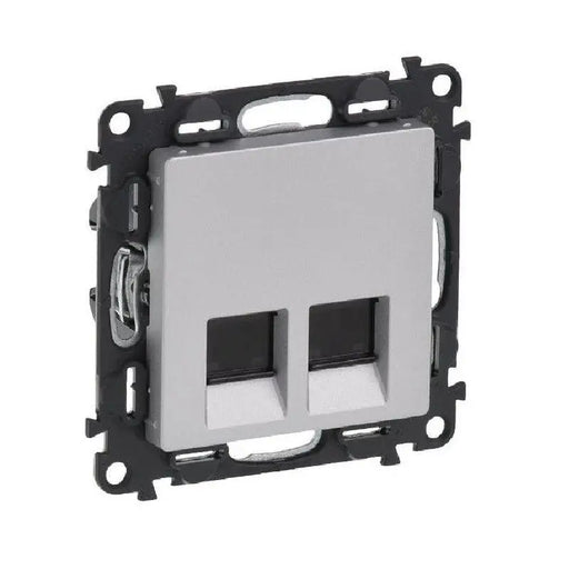 ДВОЙНА КОМПЮТЪРНА РОЗЕТКА RJ45 CAT.5E FTP VALENA LIFE LEGRAND - АЛУМИНИЙ - Ключове контакти димери и