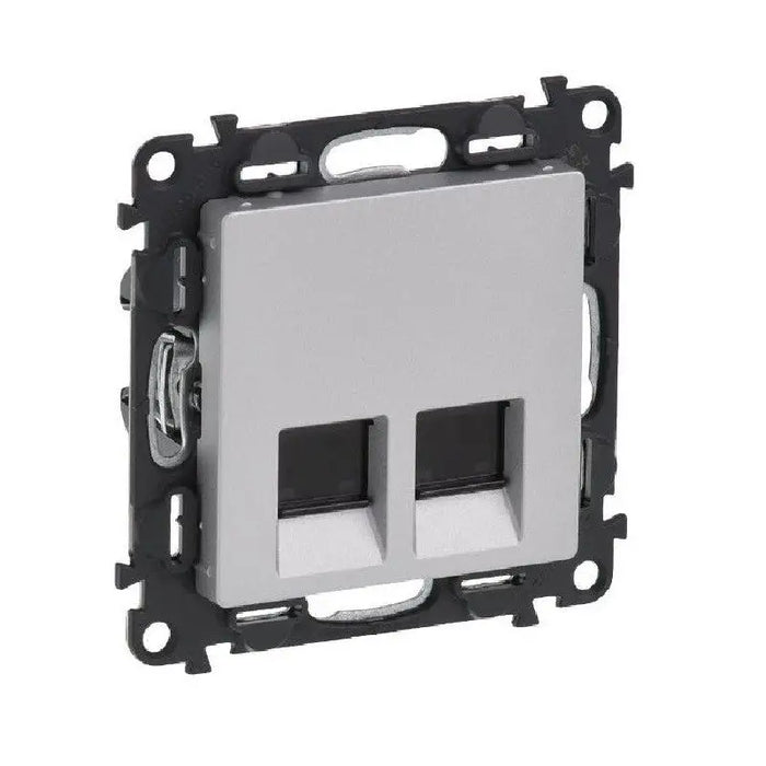 ДВОЙНА КОМПЮТЪРНА РОЗЕТКА RJ45 CAT.5E FTP VALENA LIFE LEGRAND - АЛУМИНИЙ - Ключове контакти димери и