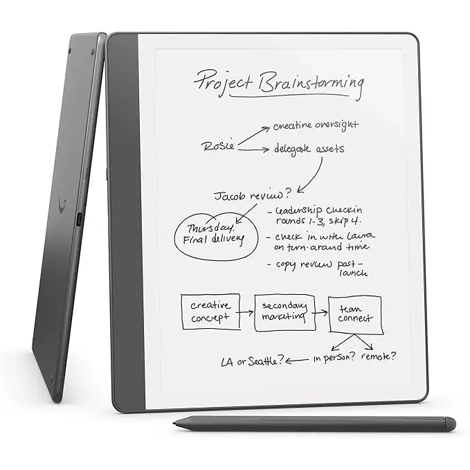 Ebook New Kindle Scribe - 2024 release 10.2” glare-free 32 GB Wi-Fi (Without Lockscreen Ads) with Premium Pen Tungsten