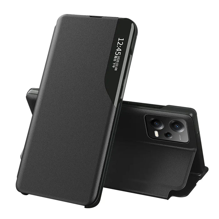 Eco Leather View Case Cover for Xiaomi Redmi Note 12 Pro / Poco X5 Pro 5G with Flip Stand Black - Cell phone cases