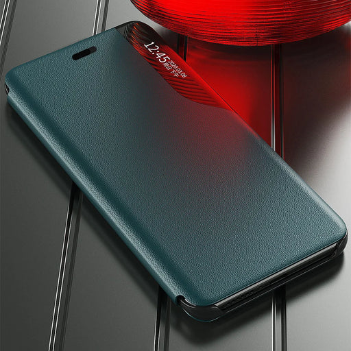 Eco Leather View Case elegant bookcase type case with kickstand for iPhone 13 mini green - Cell phone cases