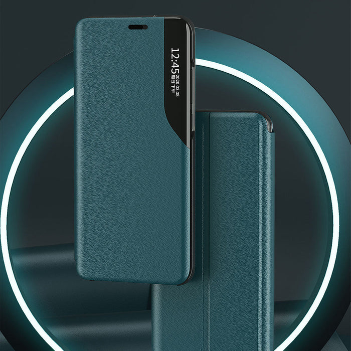 Eco Leather View Case elegant bookcase type case with kickstand for iPhone 13 orange - Cell phone cases
