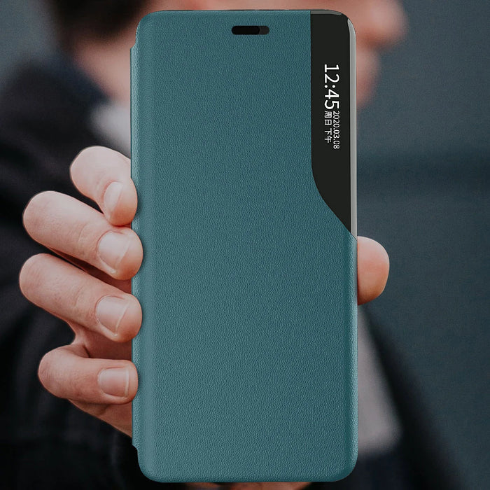 Eco Leather View Case elegant bookcase type case with kickstand for iPhone 13 mini green - Cell phone cases