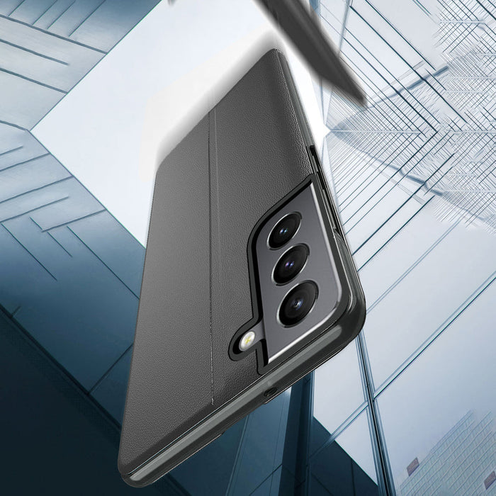 Eco Leather View Case elegant case with a flip cover and stand function for Samsung Galaxy S22 + (S22 Plus) black