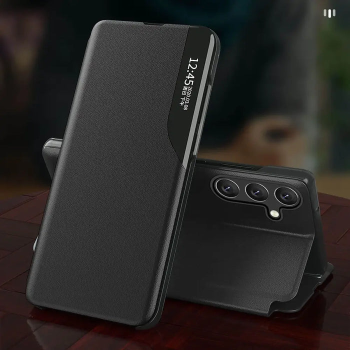 Eco Leather View Case for Samsung Galaxy A54 5G with flip stand black - Cell phone cases and covers<<<HurtelXML
