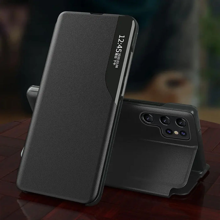 Eco Leather View Case for Samsung S24 Ultra with flap - black - Cell phone cases and covers<<<HurtelXML