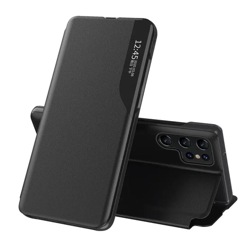 Eco Leather View Case for Samsung S24 Ultra with flap - black - Cell phone cases and covers<<<HurtelXML