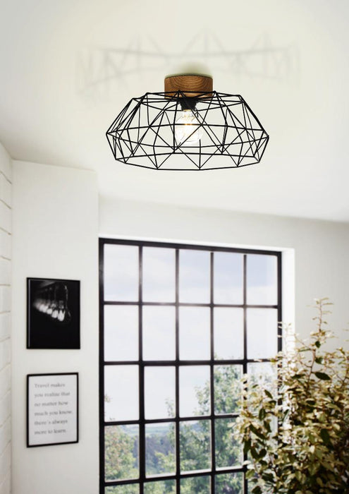 CEILING LIGHT PADSTOW 1XE27 F455 BLACK/WOOD