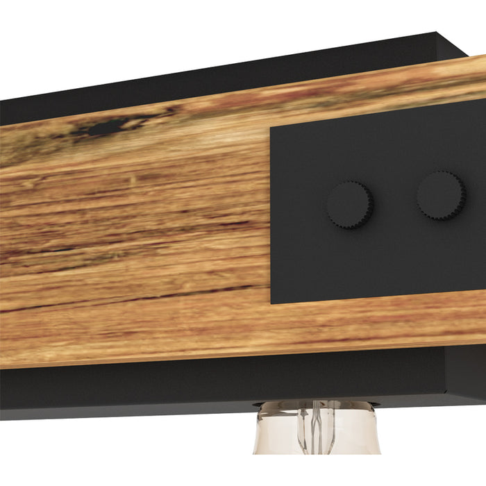 CEILING LAMP E27 QUAD BLACK/WOOD EGLO LAYHA