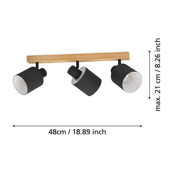 SPOT 3XE27 BLACK EGLO BATALLAS