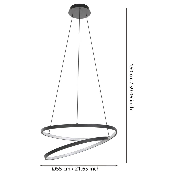 LED PENDANT 37W 3000K 4800LM BLACK EGLO RUOTALE