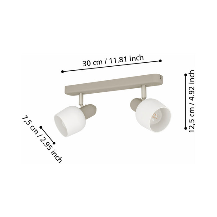 SPOT 2XE14 WHITE/SAND EGLO CORATO
