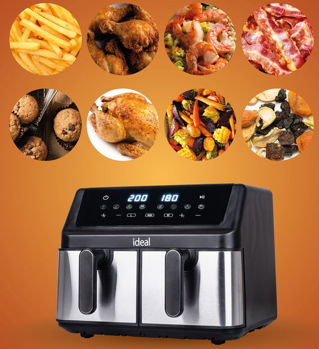 IDEAL Fat-free fryer, double horizontal 9L, 8 functions - including food drying
