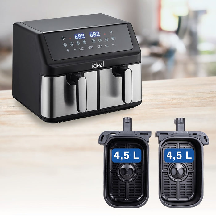 IDEAL Fat-free fryer, double horizontal 9L, 8 functions - including food drying