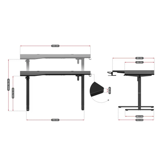 Electric desk - Huzaro Hero 9.1 - Tables and desksGAM-STO<<<PC GamingGAM<<<ActionPL