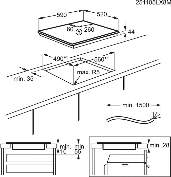 Electrolux EIV634 Built-in Zone induction hob 4 zone(s)