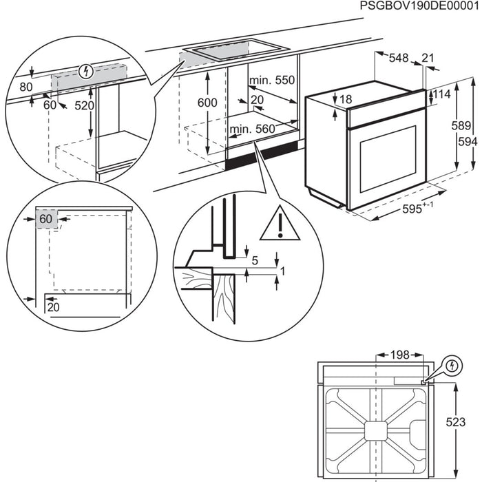Built-in oven ELECTROLUX LOC9P3XZ, 72 l, SteamCrisp, AI TasteAssist, Pyrolysis, A++