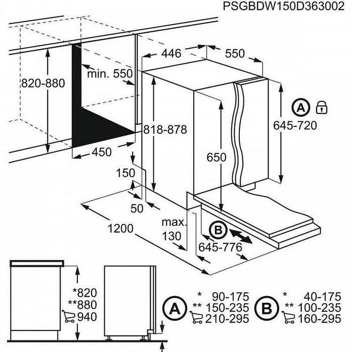 Built-in dishwasher EEA23200L, 45 cm
