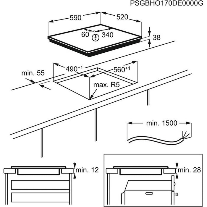 Built-in ceramic hob Electrolux EHF6343FOK, Electric