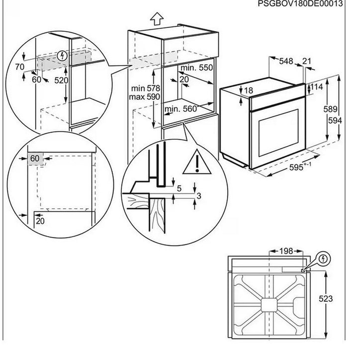 Built-in oven Electrolux EOC8P39WZ, 72, A+, Pyrolysis, Sensor