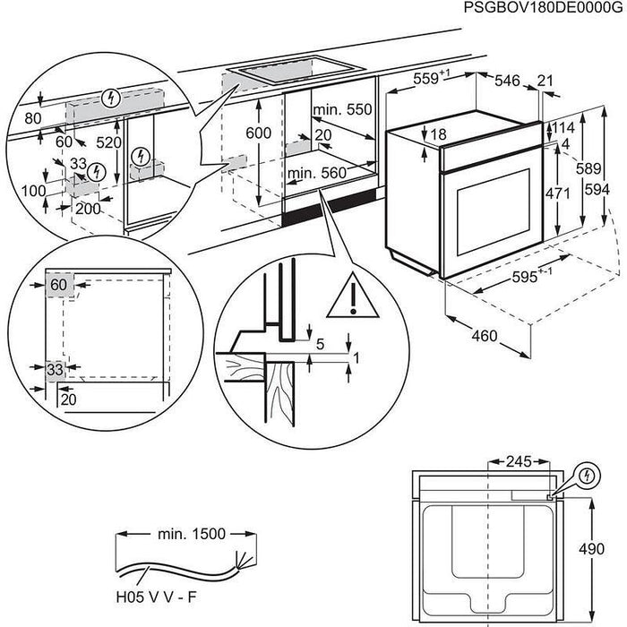 Built-in oven Electrolux EOD5F71Z, Push buttons, 72, A, Water cleaning