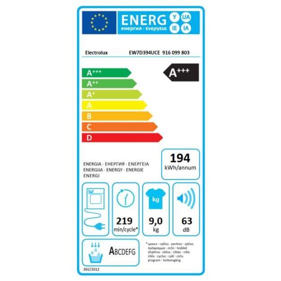 Tumble dryer ELECTROLUX EW7D394UCE, 9 kg, Wi-Fi, class C