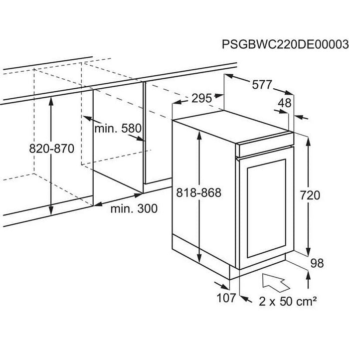 Built-in cooler Electrolux EWUS018B7B (ST), 61 l, G, Yes, Black