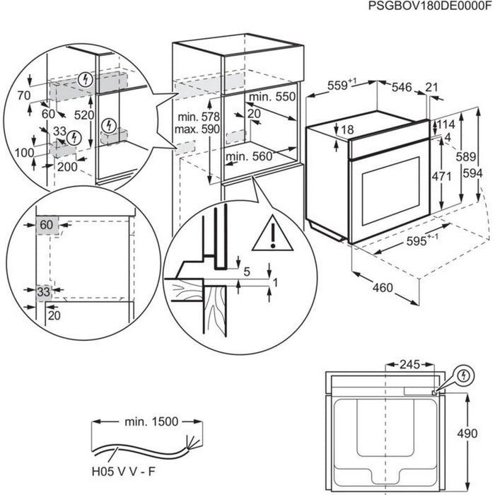 Built-in oven Electrolux KOEBP39WX (ST), 71, A++, Pyrolysis, Sensor