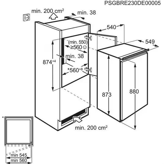 Built-in refrigerator Electrolux LFB2AE88S1* , 124 l, E , Yes , Static