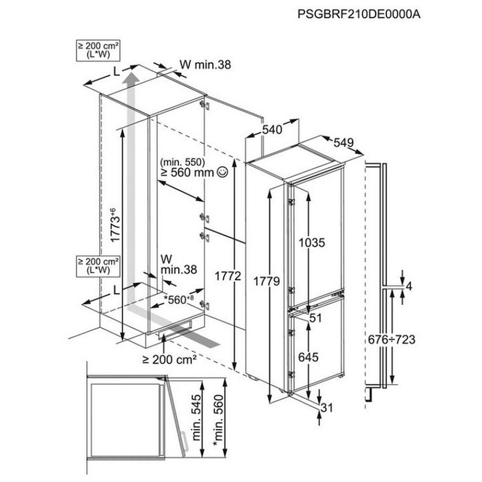 Built-in refrigerator with freezer Electrolux LND5FE18S , 269 l, E , LowFrost , Yes
