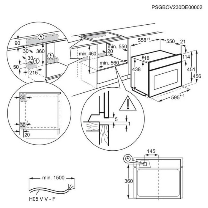 Built-in combined oven with microwave function ELECTROLUX LVL8E09Z, 44 l, Combiquick®