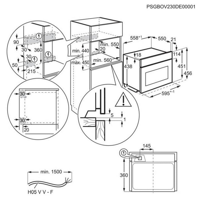 Built-in combined oven with microwave function ELECTROLUX LVL8E09Z, 44 l, Combiquick®