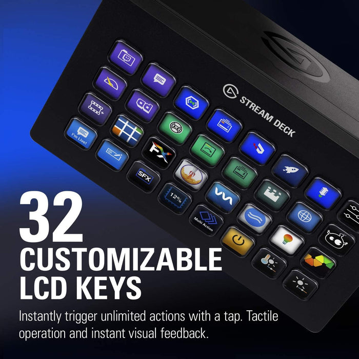 Elgato Stream Deck Controller, 32 LCD Buttons, Black