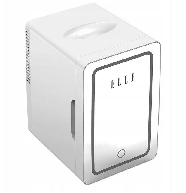 ELLE 6L white mini fridge with LED make-up mirror