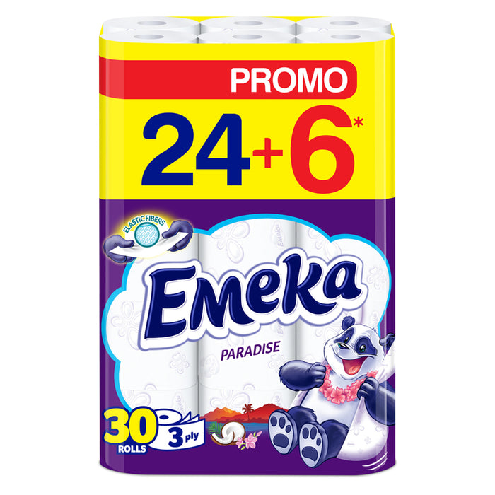 TOILET PAPER 3 LAYERS PARADISE 24+6 PCS EMEKA