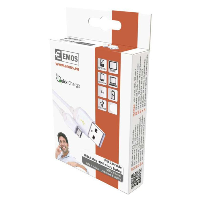MICRO USB CABLE 2.0, 1M, WHITE SM7004W