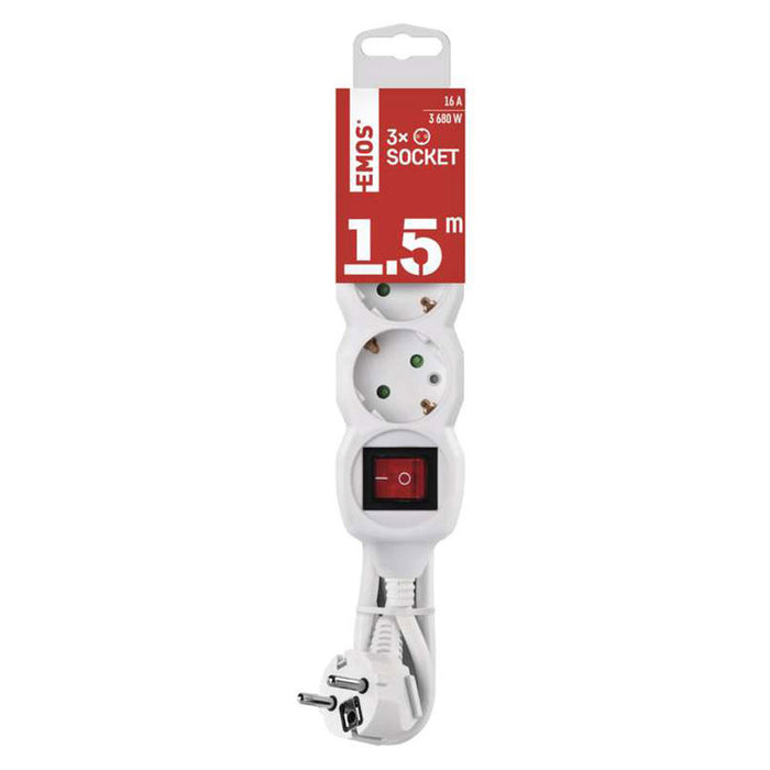 DISCONNECTOR 1.5M WITH 3 SOCKETS AND 16A EMOS SWITCH