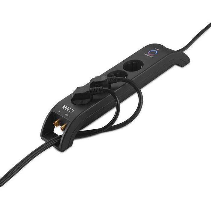 SPLITTER 4 SOCKETS WITH PROTECTION 2M BLACK EMOS